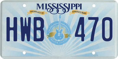 MS license plate HWB470