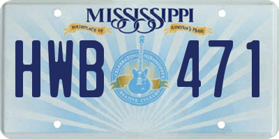 MS license plate HWB471