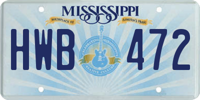 MS license plate HWB472