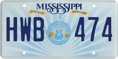 MS license plate HWB474
