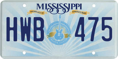 MS license plate HWB475
