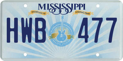 MS license plate HWB477