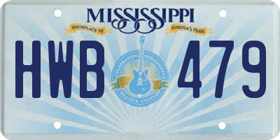 MS license plate HWB479