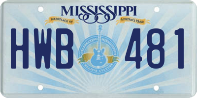 MS license plate HWB481