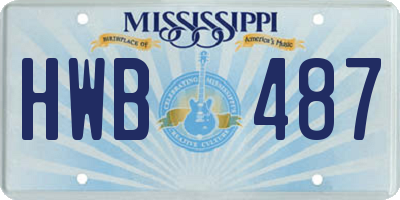 MS license plate HWB487