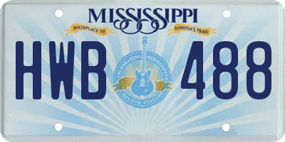 MS license plate HWB488