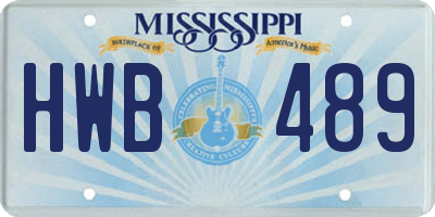 MS license plate HWB489