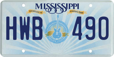 MS license plate HWB490