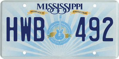 MS license plate HWB492