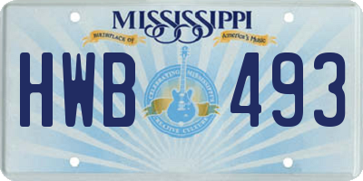 MS license plate HWB493