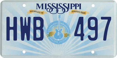 MS license plate HWB497