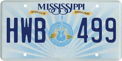 MS license plate HWB499