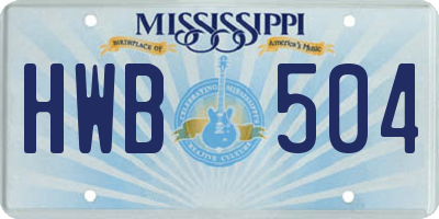 MS license plate HWB504