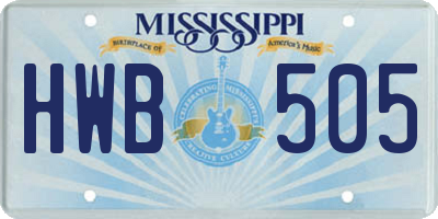 MS license plate HWB505