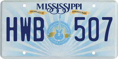 MS license plate HWB507