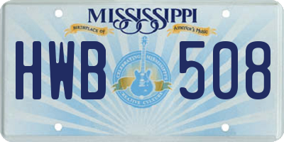 MS license plate HWB508