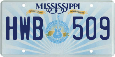 MS license plate HWB509