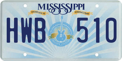 MS license plate HWB510