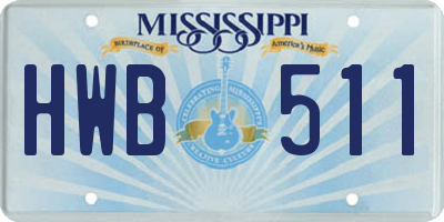 MS license plate HWB511