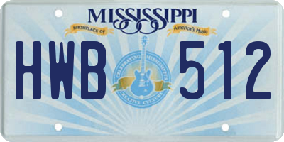 MS license plate HWB512