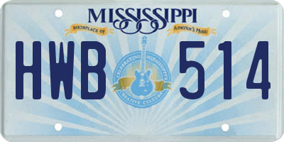 MS license plate HWB514