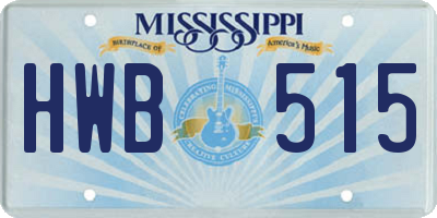 MS license plate HWB515