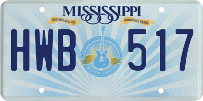 MS license plate HWB517