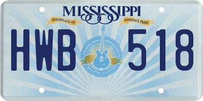 MS license plate HWB518