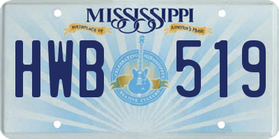 MS license plate HWB519