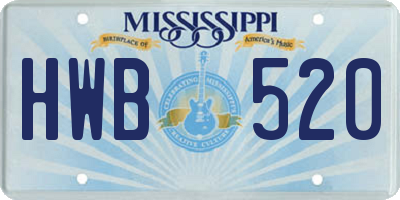 MS license plate HWB520