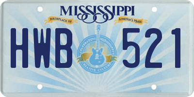 MS license plate HWB521