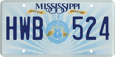 MS license plate HWB524