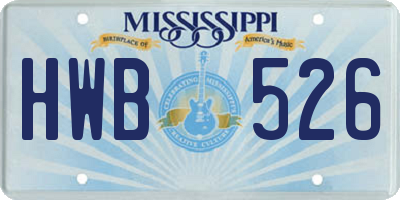 MS license plate HWB526