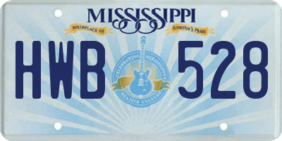 MS license plate HWB528