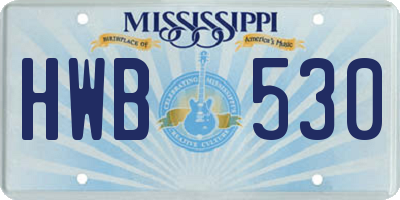 MS license plate HWB530