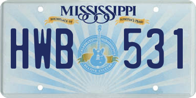 MS license plate HWB531