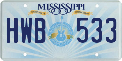 MS license plate HWB533