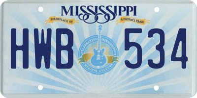 MS license plate HWB534