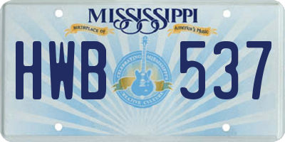 MS license plate HWB537