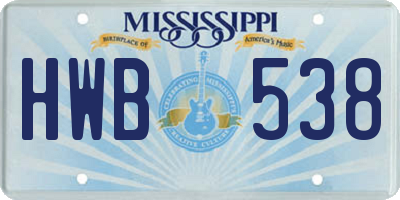 MS license plate HWB538