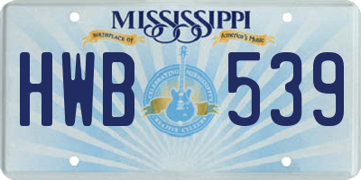 MS license plate HWB539