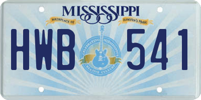 MS license plate HWB541