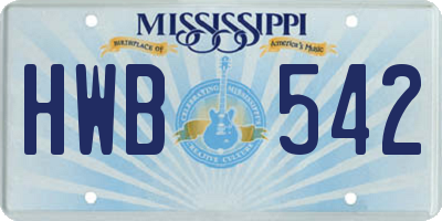 MS license plate HWB542
