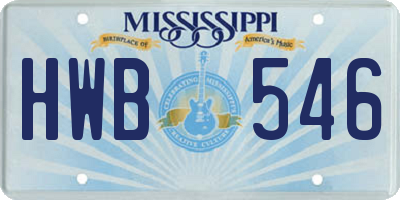 MS license plate HWB546