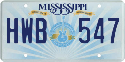 MS license plate HWB547