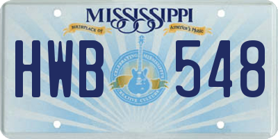 MS license plate HWB548
