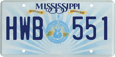 MS license plate HWB551
