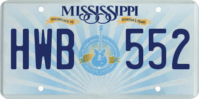 MS license plate HWB552