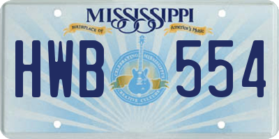 MS license plate HWB554