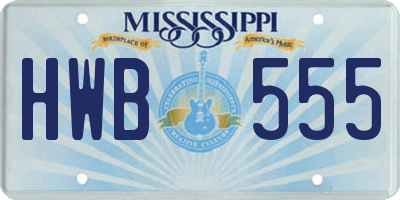 MS license plate HWB555